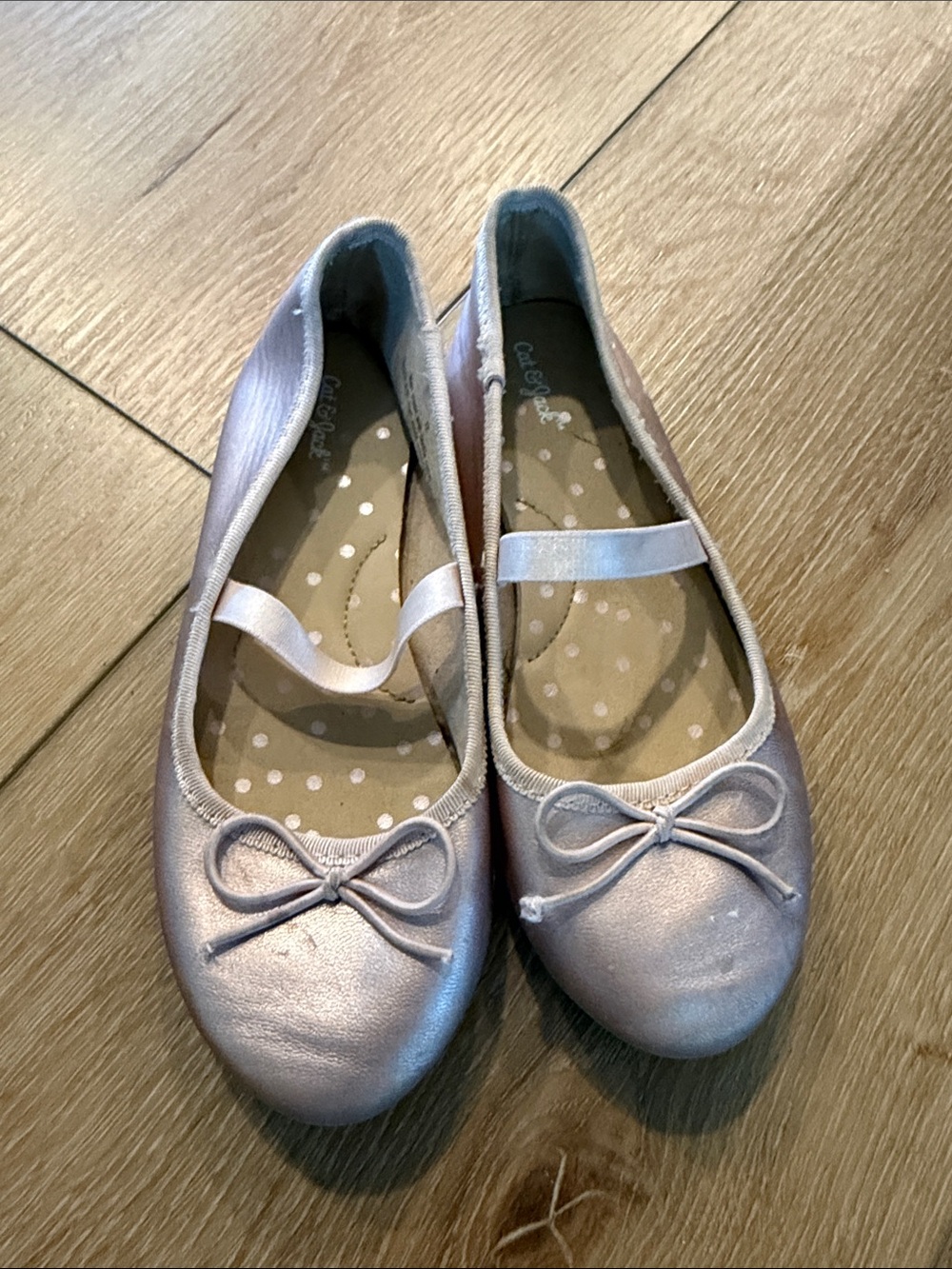 Cat & Jack Metallic Pink Girls Ballet Flats with Bow